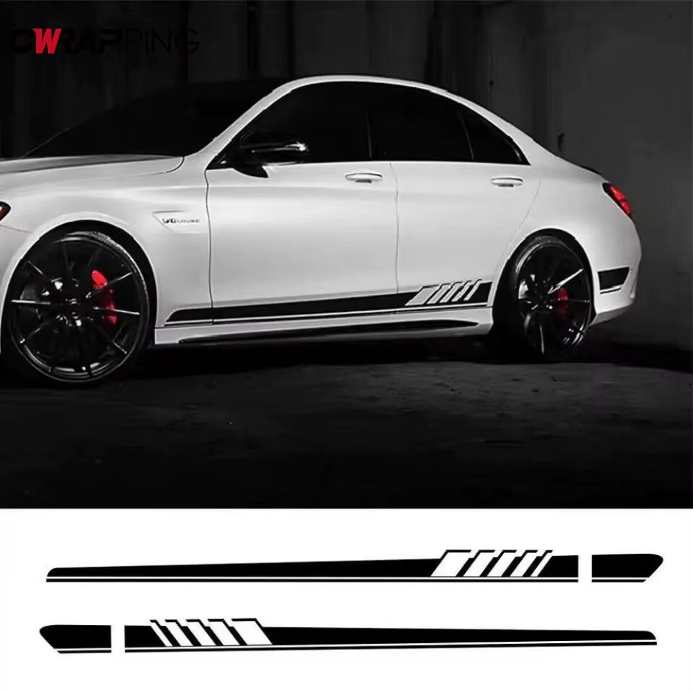 Car Side Body Decals Racing Stripes Vehicle Universal Race Stripes Door Side Skirt Stickers Exterior Decorations for Accessories