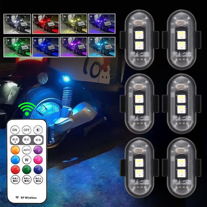 Car Motorcycle RGB LED Strobe Lights 8 Colors LED Flash Position Wireless Light Aircraft Airplane Helicopter Warning Lights